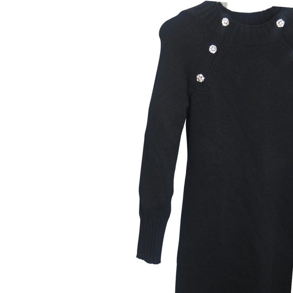 NWT J. Crew XS Black Jeweled Shoulder Sweater Dress "Outstanding!" - Picture 3 of 7
